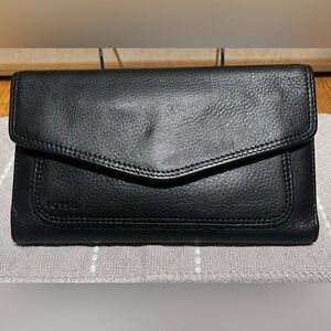 Fossil Black Leather Envelope  wallet Vintage